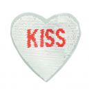 Applikation - Wendepailletten - Herz - Kiss - rot/silber